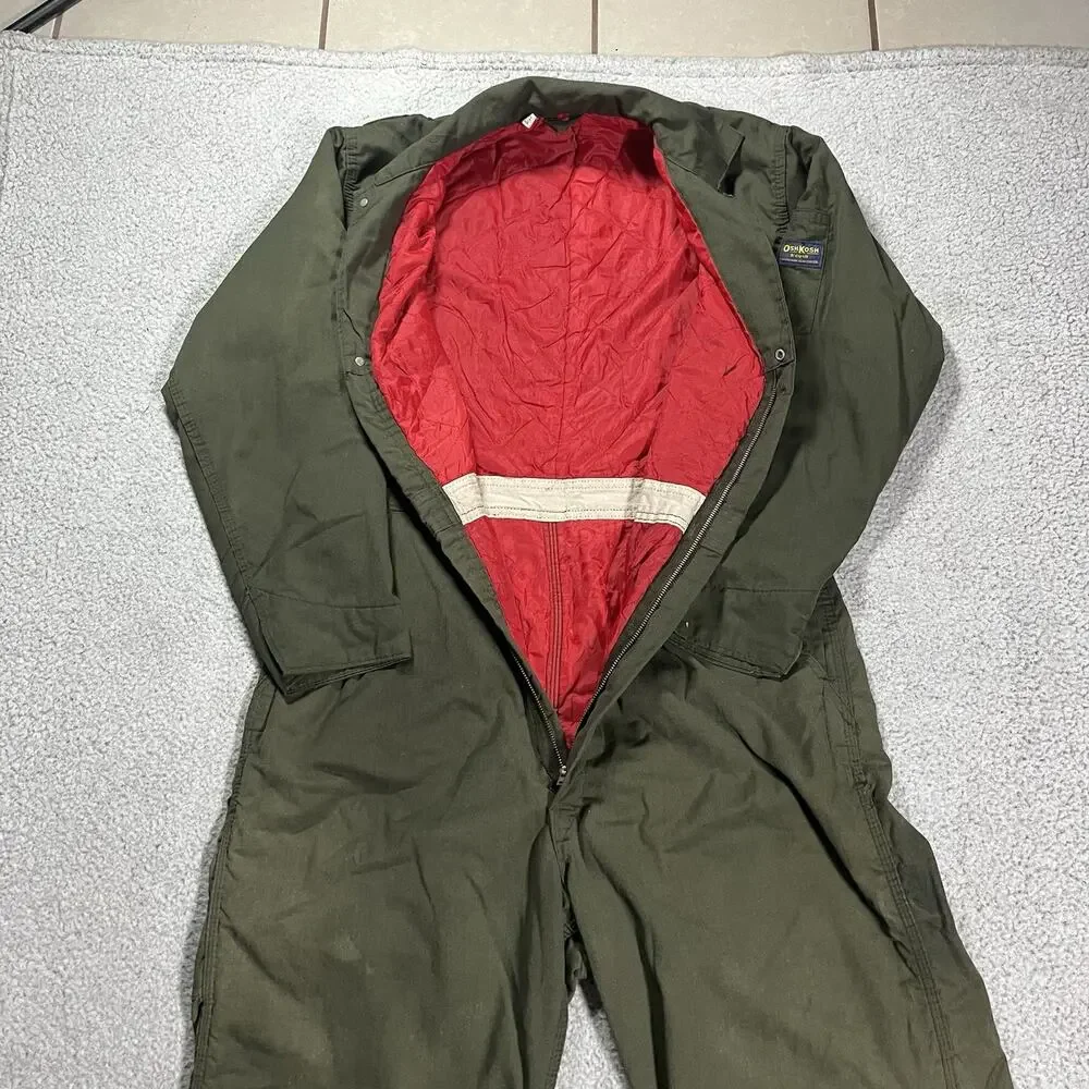 Oshkosh Bgosh Overalls Mens Green Olive VTG Union Insulated Lined Workwear W38